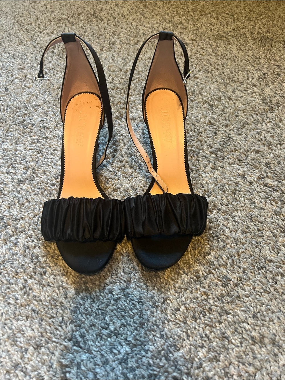 J Crew Black Ruched Ankle-Strap Women's Sandals